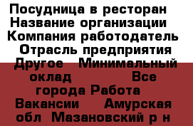 Посудница в ресторан › Название организации ­ Компания-работодатель › Отрасль предприятия ­ Другое › Минимальный оклад ­ 15 000 - Все города Работа » Вакансии   . Амурская обл.,Мазановский р-н